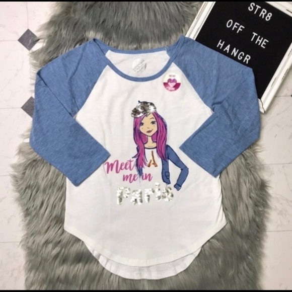 NWT SO two way sequins long sleeve tee size 10 girls new with tags - Picture 2 of 5